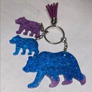 3x bear resin Keychain! With glitter and tassel
